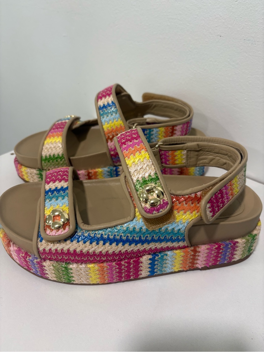 Larroude Rainbow Stripe Platform Women’s Sandals